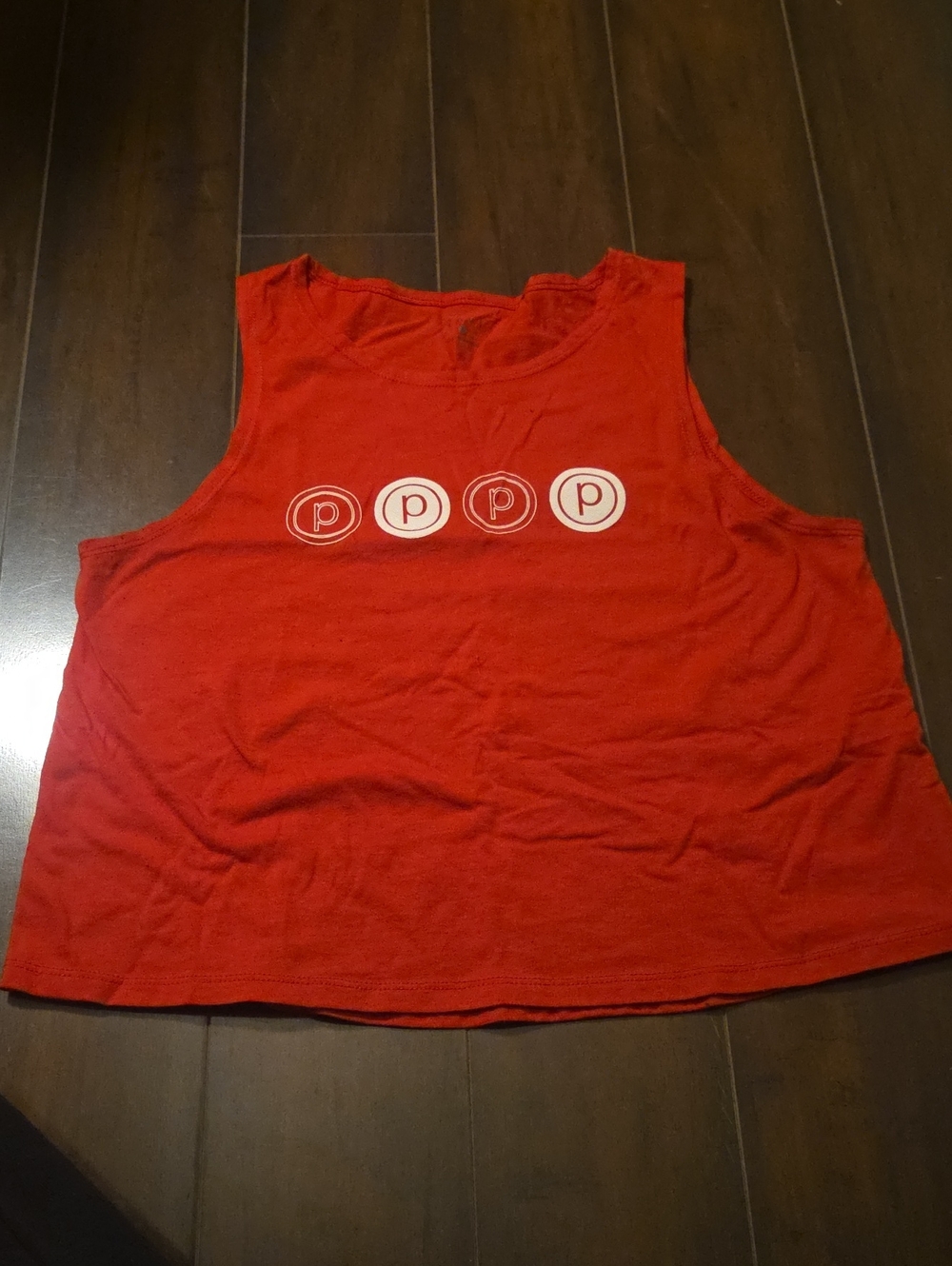 Women's Red Pure Barre Sleeveless Crop Top with Graphic Circles